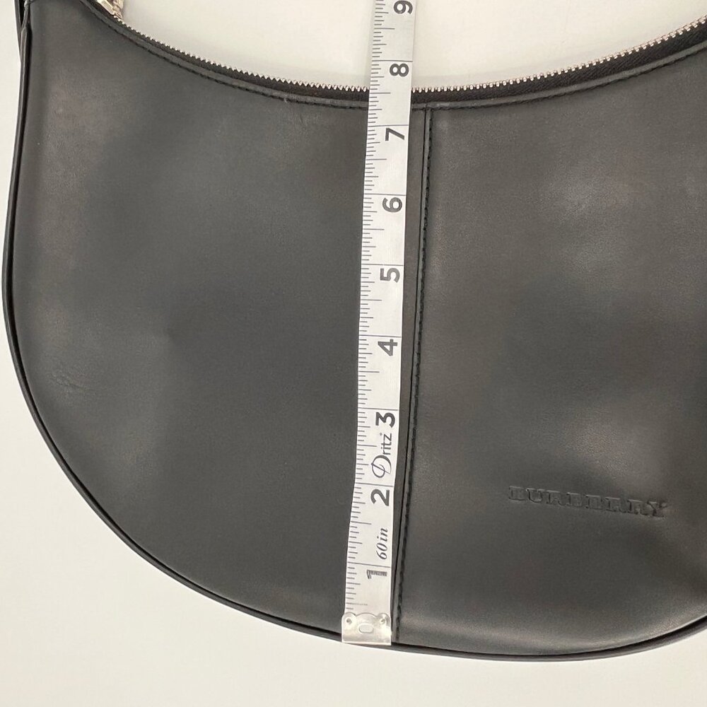 Burberry Leather Shoulder Bag Black Zip Top Silver Hardware Inner Pocket - Picture 12 of 13